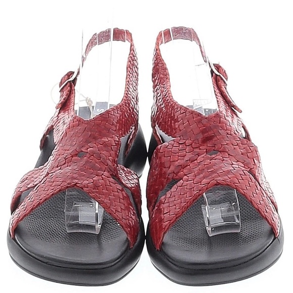 Stonefly Shoes - STONEFLY Scarlet Red Leather Snakeskin Strappy Wedge Sandals NWT Size 40